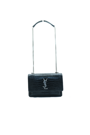 SAINT LAURENT Sunset Crocodile-Embossed Shoulder Bag