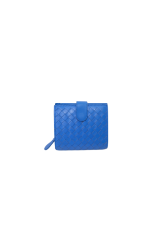 Bottega Veneta Intrecciato Blue Woven Leather Bifold Wallet